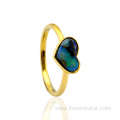 Customize 18K Real Gold Natural Blue Opal Rings